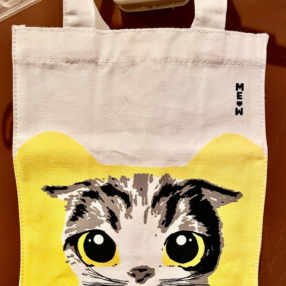 Meow Small Tote Canvas Bag Love the Cats Very Cute! - Picture 4 of 11